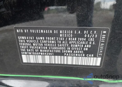 2023 Volkswagen Jetta 1.5T Se из США, поврежденный, VIN 3VW7M7BU0PM042961